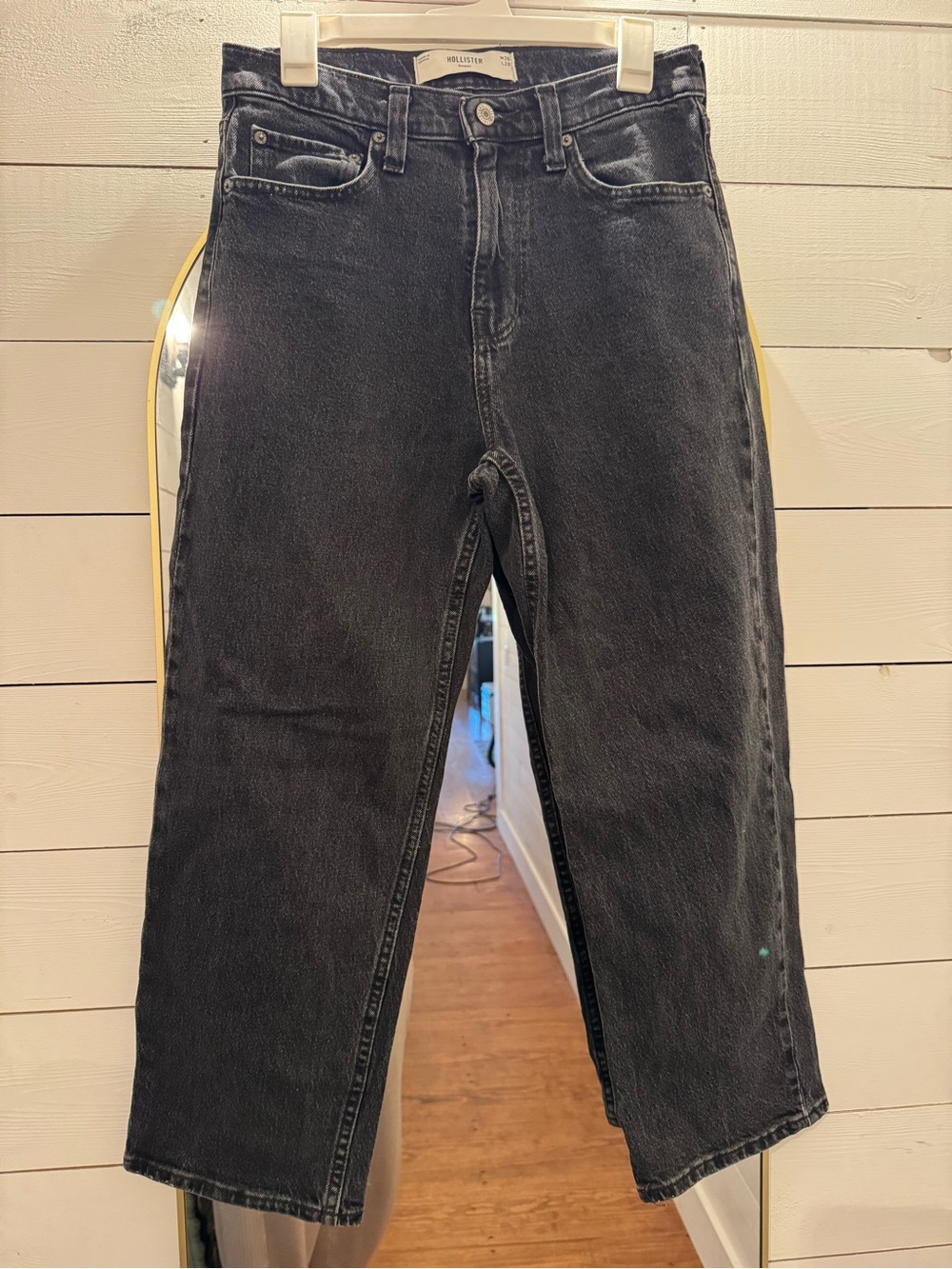 Hollister Men's Washed Black Baggy Jeans
